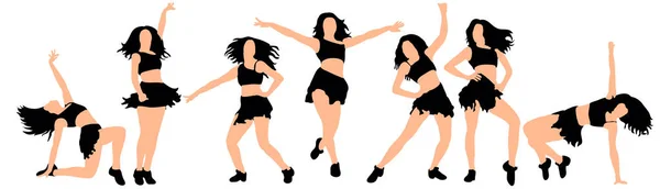 Vetor Ilustração Silhueta Uma Menina Sexy Dançando Coleção — Vetor de Stock