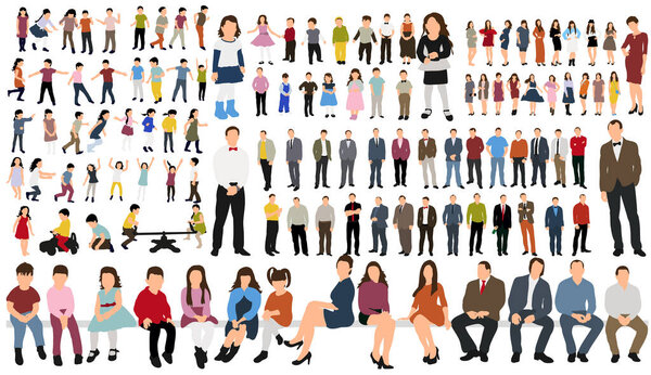 flat people, collection, girls men, children