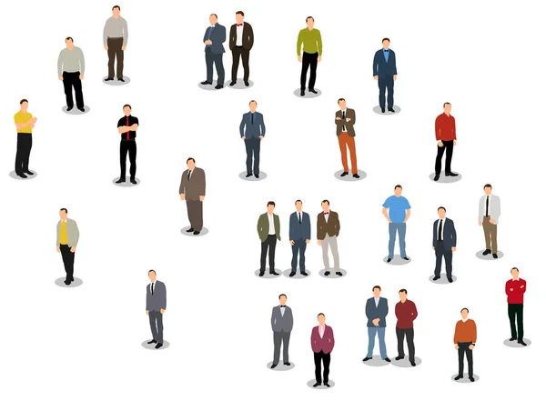 Vector Illustration Collection Men Business Flat Style Isometric People — Stock Vector