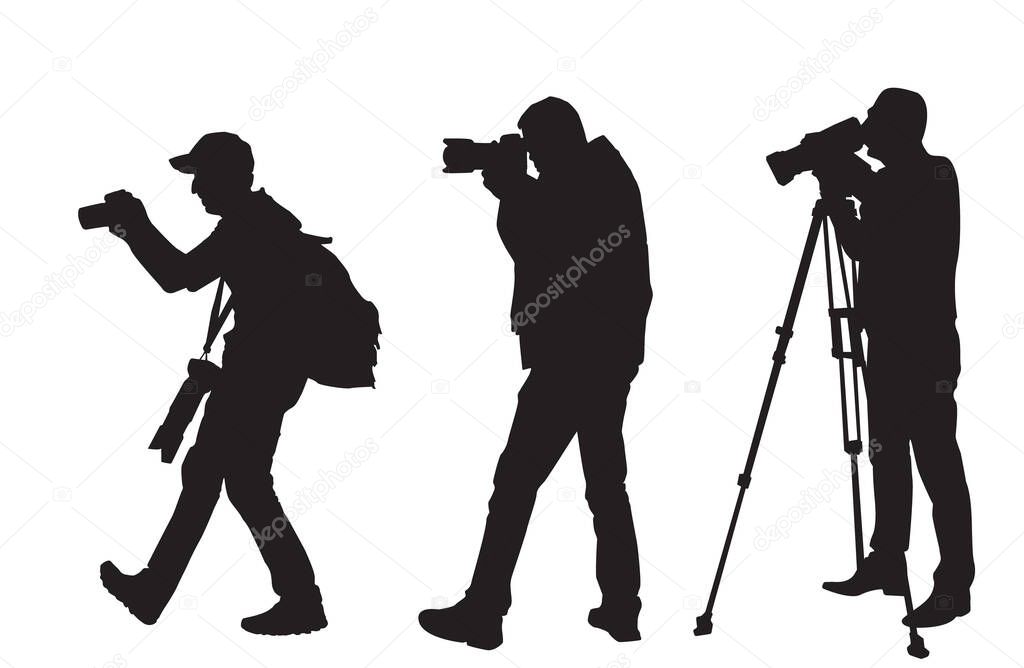 Vector, illustration, silhouette of photographer, videographer