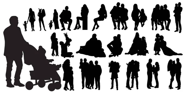 Vecteur Illustration Famille Silhouettes Collection — Image vectorielle