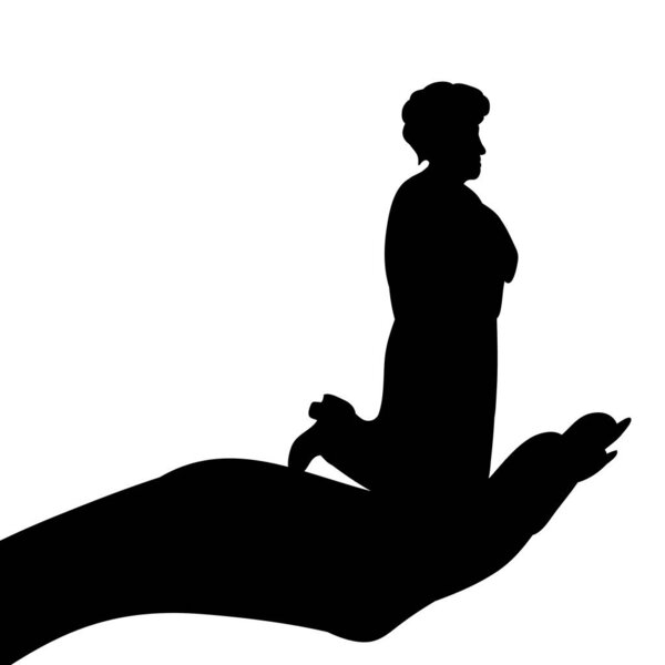  isolated silhouette of a woman praying, caring
