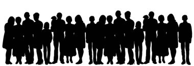 İnsanların silueti, kalabalık.