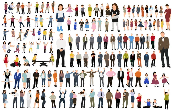 Isolated Collection Isometric People Flat Style — Stock Vector