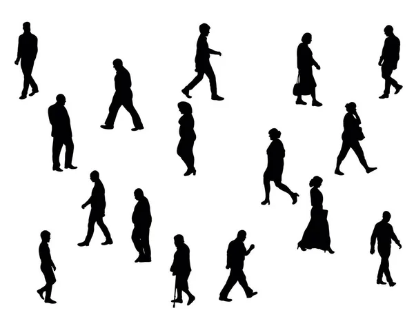 Silhouette Personnes Collection Ensemble Silhouettes Personnes Qui Marchent Vecteur — Image vectorielle