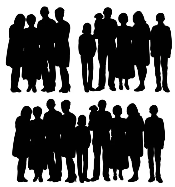 Silhouette Personnes Foule Sur Fond Blanc Collection — Image vectorielle