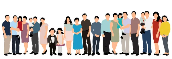 Silueta Personas Multitud Fondo Blanco Estilo Plano — Vector de stock