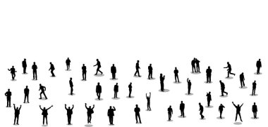 Yürüyen insanların silueti