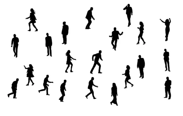 Isolato Silhouette Persone Che Camminano — Vettoriale Stock