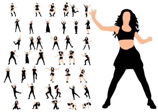 Vecteur Isolé Une Collection Silhouettes Danseurs — Image vectorielle