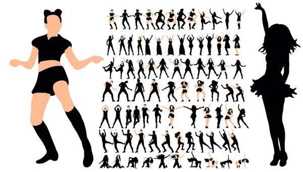 Silhouette Personnes Dansant Collection Ensemble — Image vectorielle