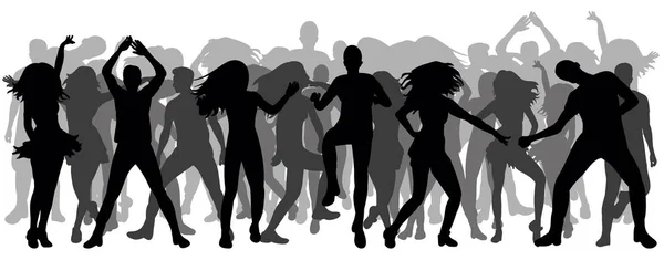 Vektor Isolierte Silhouetten Tanzende Menschen Menschenmenge Disco — Stockvektor