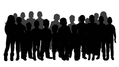 Vektör, izole, bir grup çocuk silueti.