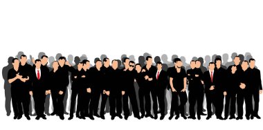 Vektör, izole, siluet dolu adamlar.