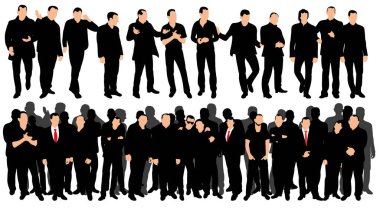 İzole edilmiş, siluet dolu erkek kalabalığı.