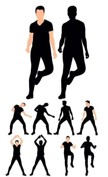 Vektor Isoliert Eine Sammlung Von Silhouetten Tanzender Männer — Stockvektor