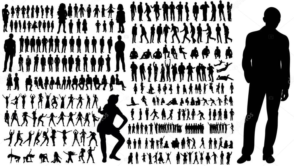  collection of silhouettes of people men and women