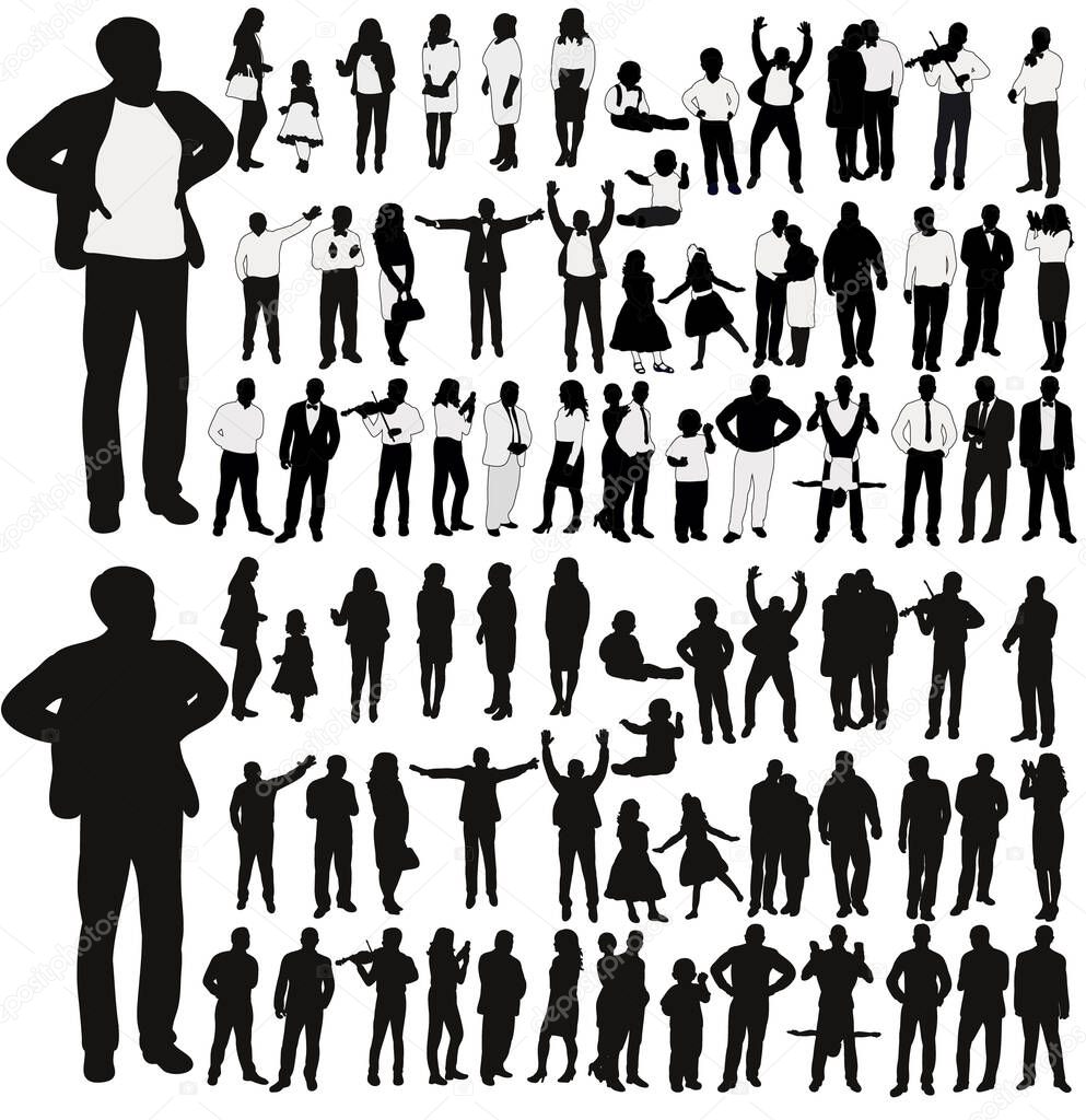 Vector, isolated, a collection of people silhouettes