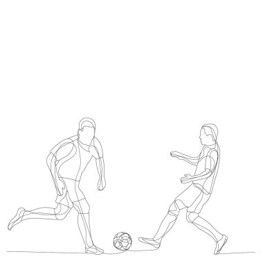 vektör, beyaz arkaplanda, koşan bir adamın çizgisi ile çizim yap, futbolcu