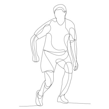 vektör, beyaz arkaplanda, insan sürekli bir çizgi çiziyor.