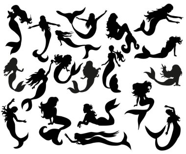 Bir denizkızının izole edilmiş silueti.