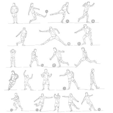  Bir futbolcunun çizgi çizimi, set