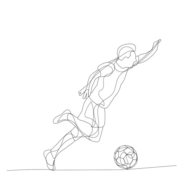 White Background Soccer Player Ball Sketch — Stock Vector