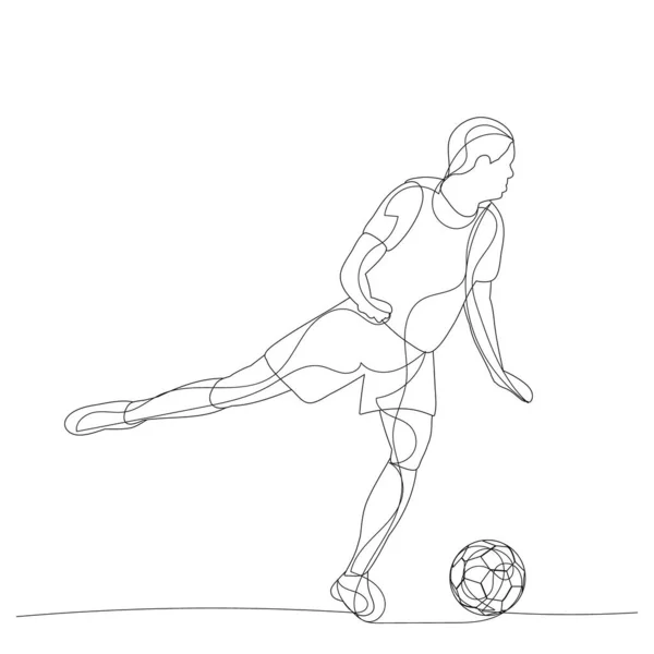Sketch Soccer Player Ball — Stock Vector