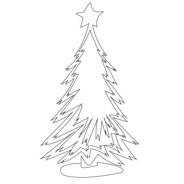 vektör, izole edilmiş, noel ağacı tek sıra, yeni yıl, minimal baskı