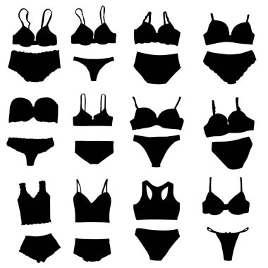 vektör, izole, iç çamaşırı silueti, iç çamaşırı ve sütyen, hazır.