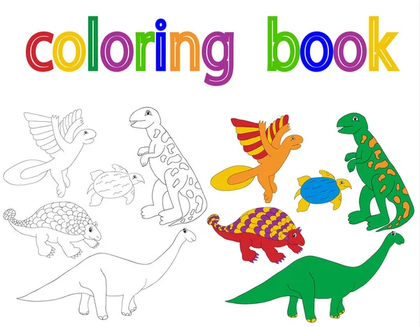 Livre Coloriage Dinosaure Ensemble — Image vectorielle