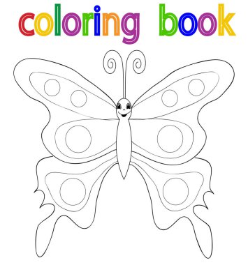 beyaz arkaplan, kitap boyama kelebeği, çizgi film, çocukluk