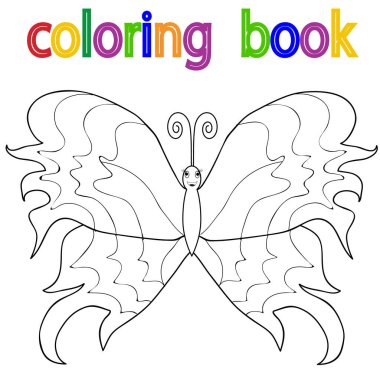 beyaz arkaplan, kitap boyama kelebeği, çizgi film, çocukluk