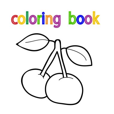 beyaz arkaplan, kitap boyama kirazı, çizgi film