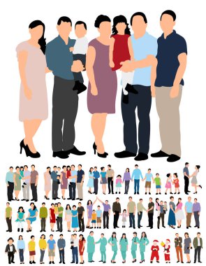 düz stil insanlar vektör, aile, erkekler, grup insanlar, koleksiyon