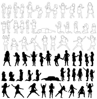 İzole edilmiş bir grup çocuk silueti.