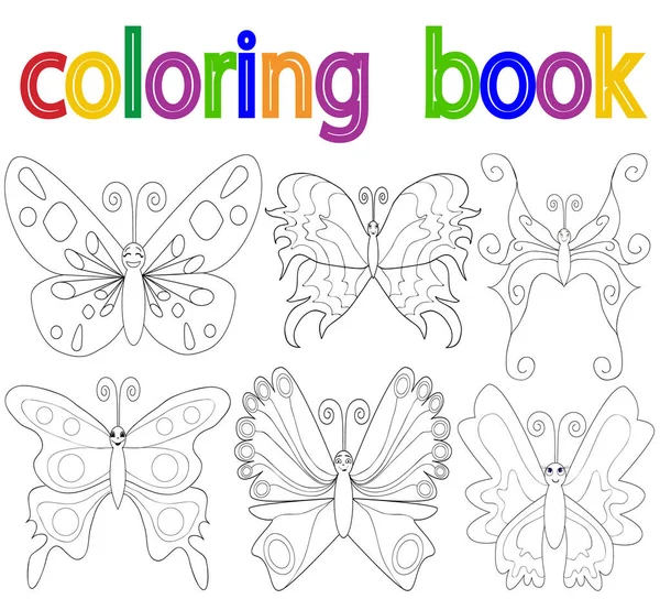 Livre Coloriage Papillon Ensemble — Image vectorielle