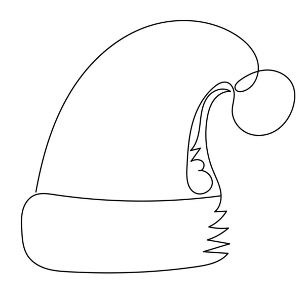 Vector Geïsoleerd Santa Hat Een Lijn Kunst Minimalistische Opdruk — Stockvector