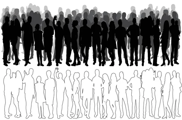 sketch of a crowd of people, silhouette, collection, vector
