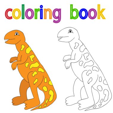 Kitap boyama, beyaz arka planda dinozor.