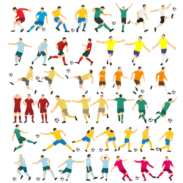 Silueta Estilo Plano Jugador Fútbol Conjunto — Vector de stock