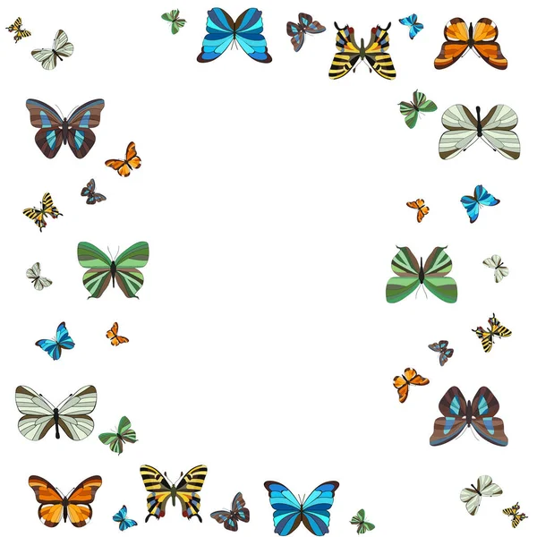 Aislado Fondo Postal Mariposas Voladoras — Vector de stock