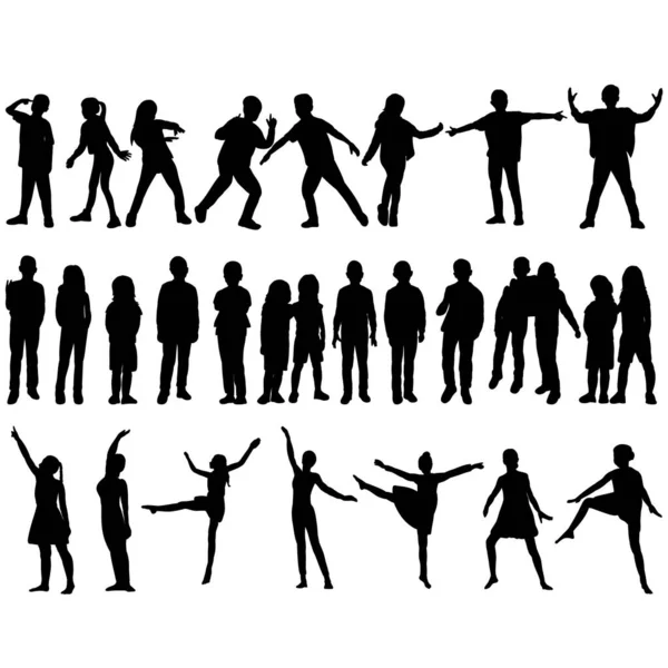  soyutlanmış, siluet seti çocukları, insanları, dansı