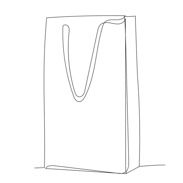 Vectoriel Isolé Sac Papier Croquis Une Ligne Pour Cadeaux Design — Image vectorielle