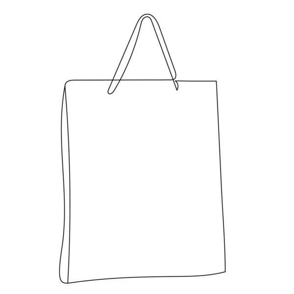 Paper Bag One Line Sketch — Stock Vector