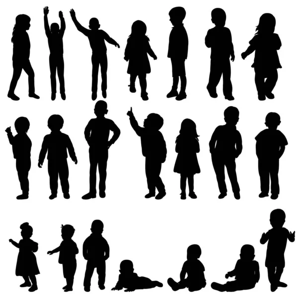 Silhouette Kids Set Collection — Stock Vector