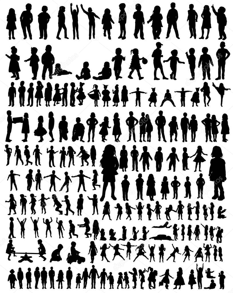  kids silhouettes set  on a white background