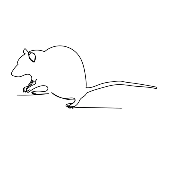 Disegno Del Mouse Una Linea Continua — Vettoriale Stock