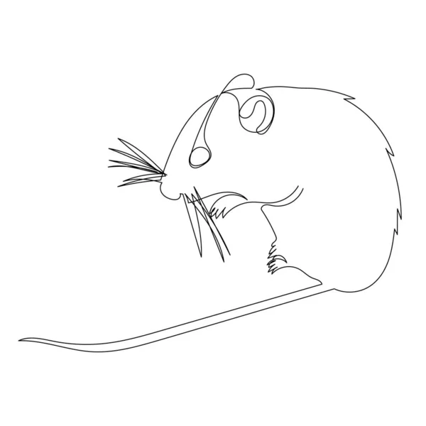 Isolated Drawing One Continuous Line Rat Mouse — Stock Vector