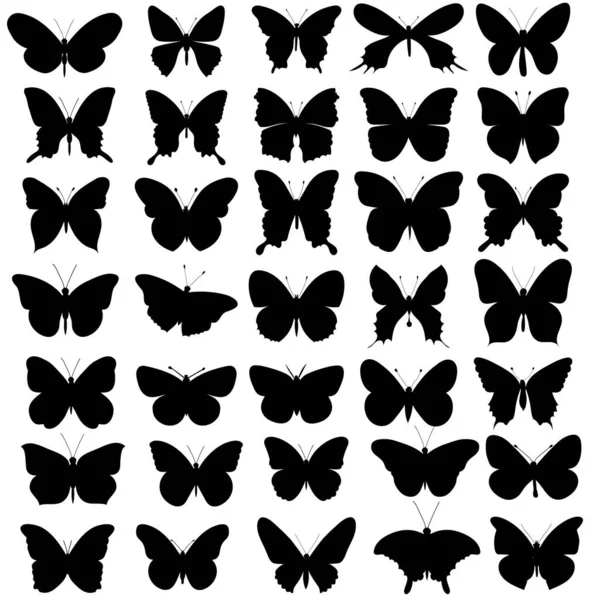 Vector Isolated Butterfly Silhouette Collection — Stock Vector